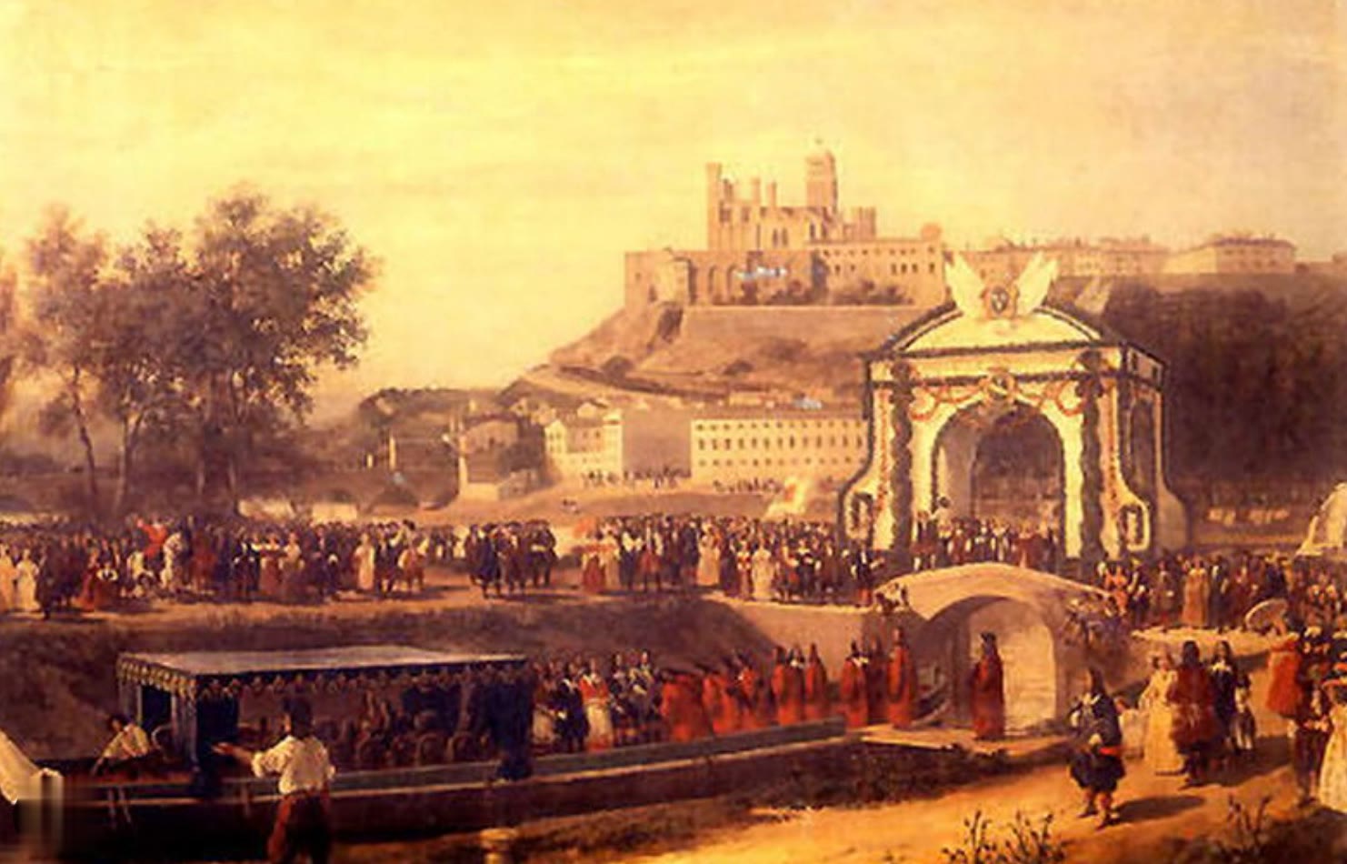 Period painting of the inauguration of the Canal du Midi at Béziers